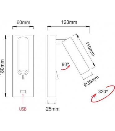 Wandleuchte LED Beneito Faure SOWIE 4W 2700K Weiß mit USB-4142