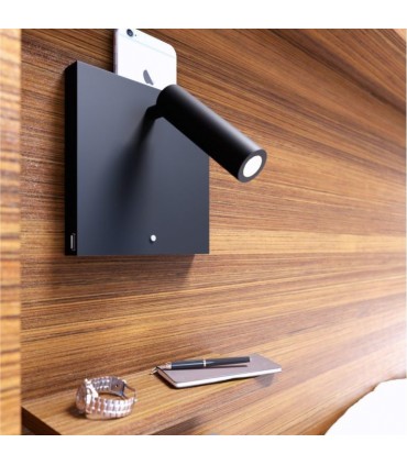 Beneito LED-Wandlicht Faure SWEET 4W 2700K schwarz mit USB 4175