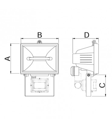 Halogenscheinwerfer IP 54 500W + Lampe + Bewegungsmelder
