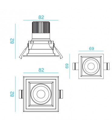Quadratischer LED-Einbaustrahler Nobile 8.5W 3000K Doppelrahmen Weiß D1S/40/3K/W