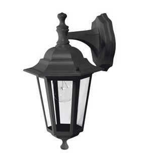Poliplast schwarze Wandleuchte mit Laterne 1XE27 IP33 400401N-60