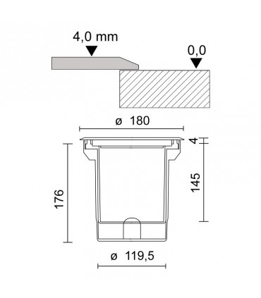 Unterputz montierte OLODUM MIDI 10W 3000K IP67 E8272-LBC-FL Seitliche MIDI-Schrittmarkierung