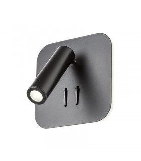Redo Wandlicht QUDA 6W+3W mit USB-Steckdose 3000K schwarz 01-1492