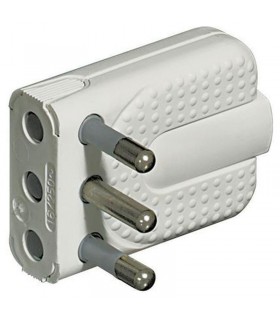 Bticino Raumsparstecker weiß verstellbare Steckerstifte 16A S2466TAE