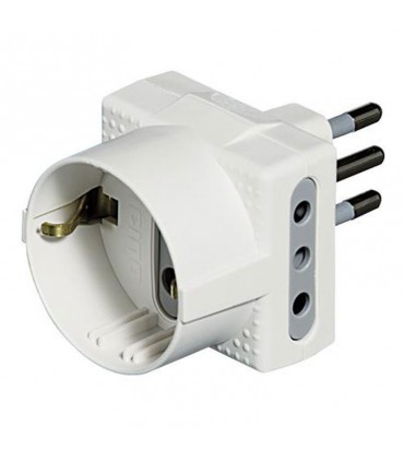 Bticino Dreifach-Adapter 3 deutsche Steckdosen 2 Steckdosen 10A Stecker 10A weiß S3610DE