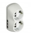 B4-Adapter 2 Doppelsteckdosen 2 deutsche Steckdosen und 16A-Stecker weiß S3614D