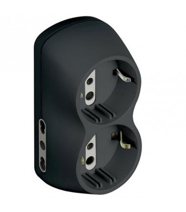 B4-Adapter 2 Doppelsteckdosen 2 deutsche Steckdosen und 16A anthrazitfarbener Stecker S3614G