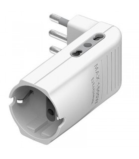 Bticino Eckadapter 2 zweiseitige Steckdosen 1 deutsche Steckdose und 16A Stecker weiß S3616DE