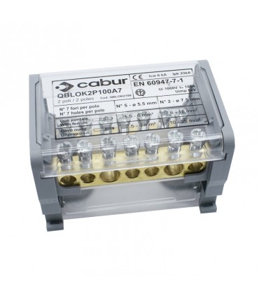 Cabur zweipolige Verteilerklemmleisten 100A 2P 1000VDC 7F QBLOK2100