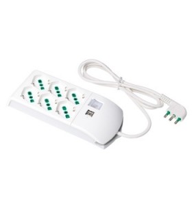 Fanton Steckdosenleiste mit 3+3 Schuko Steckdosen und USB 410350