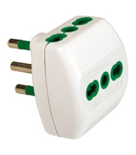Fanton Adapter mit 16A+T Stecker und 3 Steckdosen 82180