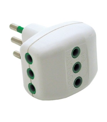 Fanton Adapter mit 10A+T-Stecker und 3 10A+T Steckdosen weiß 82200