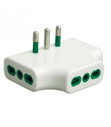 Fanton Dreifach-Flachadapter 16A-Stecker und 3 Zweiweg-Steckdosen Weiß 82220