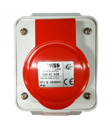 Gewiss feste Wandsteckdose 3P+E 16A IP44 rot 380V GW62408