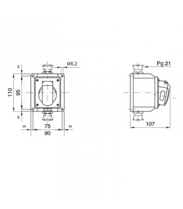 Gewiss feste Wandsteckdose 2P 16A IP44 violett 24V GW62456