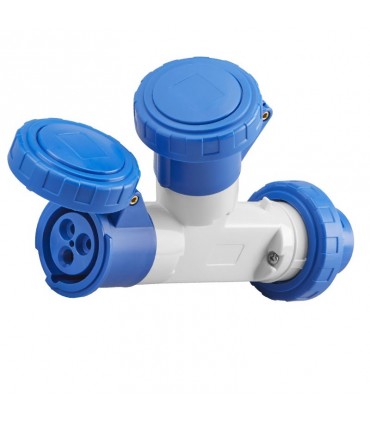 Gewiss Doppelverteiler 2P+E 16A 2 Steckdosen 16A blau 230V GW64010