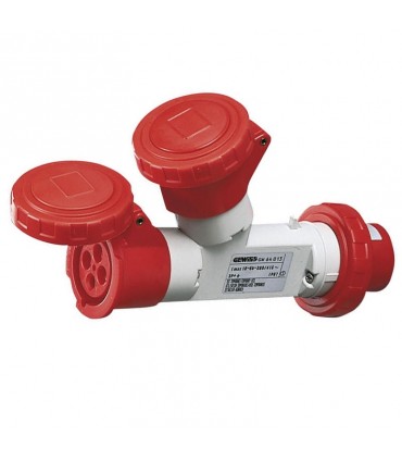 Gewiss Doppelvervielfacher 3P+E 16A 2 Steckdosen 16A rot 400V GW64013