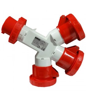 Gewiss Dreifachverteiler 3P+E 32A IP67 3 Steckdosen rot 400V GW64068