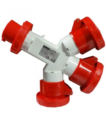 Gewiss Dreifachverteiler 3P+E 32A IP67 3 Steckdosen rot 400V GW64068