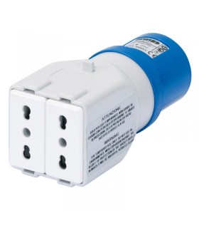 Gewiss-Industrie-Steckdosenadapter 2P+E 16A, zweiseitig GW64211