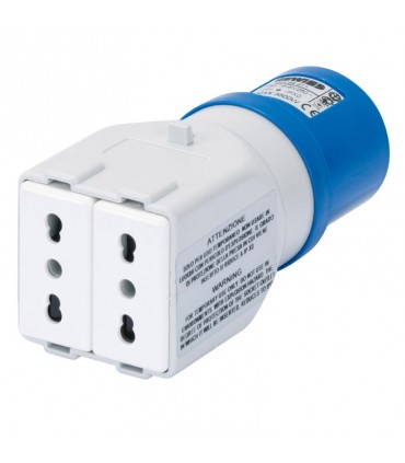 Gewiss-Industrie-Steckdosenadapter 2P+E 16A, zweiseitig GW64211