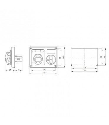 Gewiss verriegelte Steckdose 3P+N+E 32A IP44 380V ohne Gehäuse GW66120