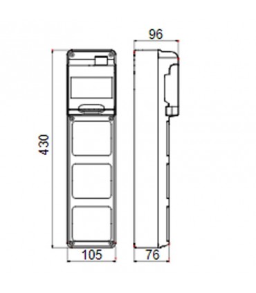 Gewiss 5-Modul-Schaltschrank mit 3 Flanschen für Industriesteckdosen GW68001N