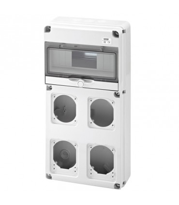 Gewiss 10-Modul-Schaltschrank mit 4 Flanschen für Industriesteckdosen GW68003N