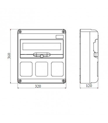Gewiss 14-Modul-Schaltschrank mit 3 Flanschen für Industriesteckdosen GW68005N