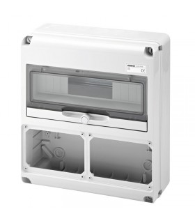 Gewiss 14-Modul-Schaltschrank mit 2 Flanschen für Industriesteckdosen GW68006N