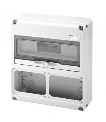 Gewiss 14-Modul-Schaltschrank mit 2 Flanschen für Industriesteckdosen GW68006N