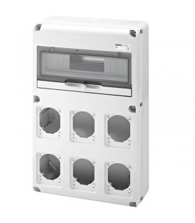 Gewiss 14-Modul-Schaltschrank mit 6 Flanschen für Industriesteckdosen GW68008N