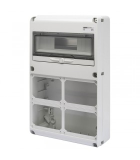 Gewiss 14-Modul-Schaltschrank mit 4 Flanschen für Industriesteckdosen GW68009N