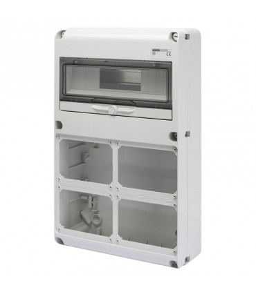 Gewiss 14-Modul-Schaltschrank mit 4 Flanschen für Industriesteckdosen GW68009N