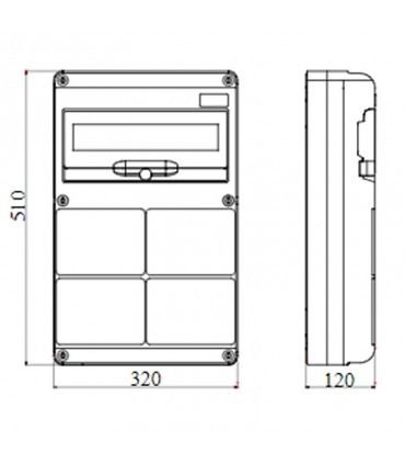 Gewiss 14-Modul-Schaltschrank mit 4 Flanschen für Industriesteckdosen GW68009N