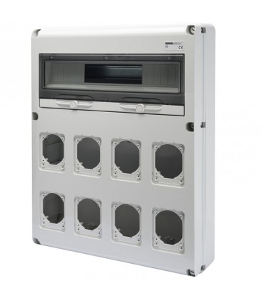 Gewiss 20-Modul-Schaltschrank mit 8 Flanschen für Industriesteckdosen GW68013N