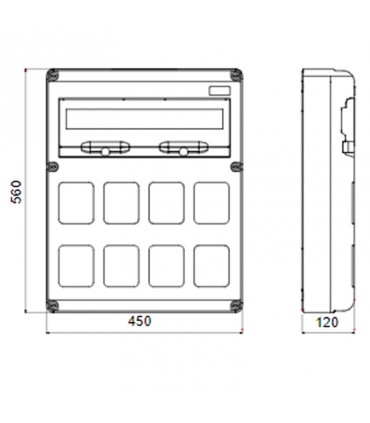 Gewiss 20-Modul-Schaltschrank mit 8 Flanschen für Industriesteckdosen GW68013N
