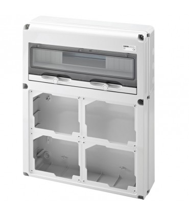 Gewiss 20-Modul-Schaltschrank mit 4 Flanschen für Industriesteckdosen GW68014N