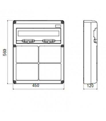 Gewiss 20-Modul-Schaltschrank mit 4 Flanschen für Industriesteckdosen GW68014N