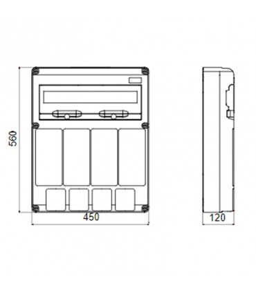 Gewiss 20-Modul-Schaltschrank mit 4+4 Flanschen für Industriesteckdosen GW68015N