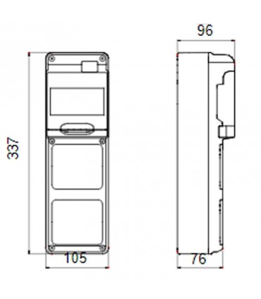 Gewiss 5-Modul-Schaltschrank mit 2 Flanschen für Industriesteckdosen GW68018N