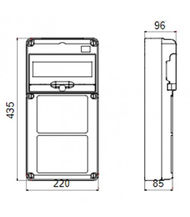 Gewiss 10-fach Schaltschrank mit 2 Flanschen für Industriesteckdosen GW68019N