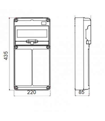 Gewiss 10-fach Schaltschrank mit 2 Flanschen für Industriesteckdosen GW68025N