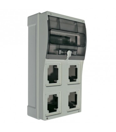 Palazzoli Baustellenverteiler mit 4 Steckdosen und 10 DIN-Modulen 579824