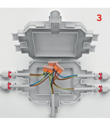 RaYtech Anschlusskasten 5 Eingänge mit Perimeterkammer Gel IP68 FOXBOX