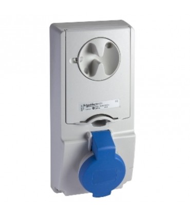 Schneider Steckdose mit vertikaler Verriegelung 2X16A+E 230V IP44 82131