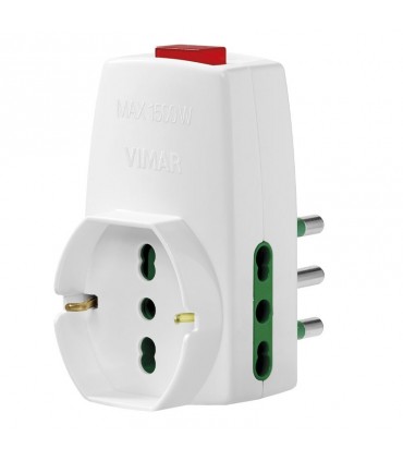 Vimar Dreifachadapter 16A Stecker und 2 Steckdosen 10/16A 1 sch10/16A 0P00331.B