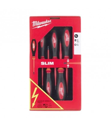 Schlanker 5-teiliger isolierter Schraubendrehersatz Milwaukee 1000V 4932471452