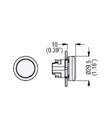 Lovato Platin 22 mm Impulsknopf rasiert gelb LPSB105