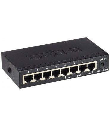 Switch D-Link 8-port 10/100 4/15W MAX 52w die zentralen DES-1008PA